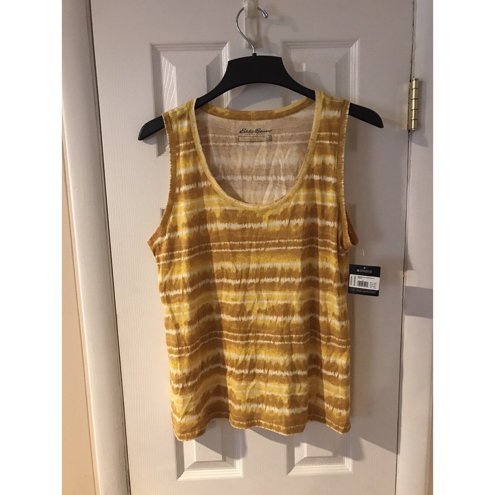 EDDIE BAUER TANK Top Topaz Tie Dye Scoop Neck 100% Cotton SIZE LARGE. NWT JB